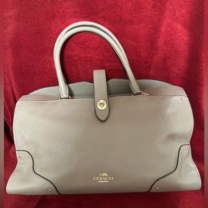 Grey Lambskin Coach New York Handbag